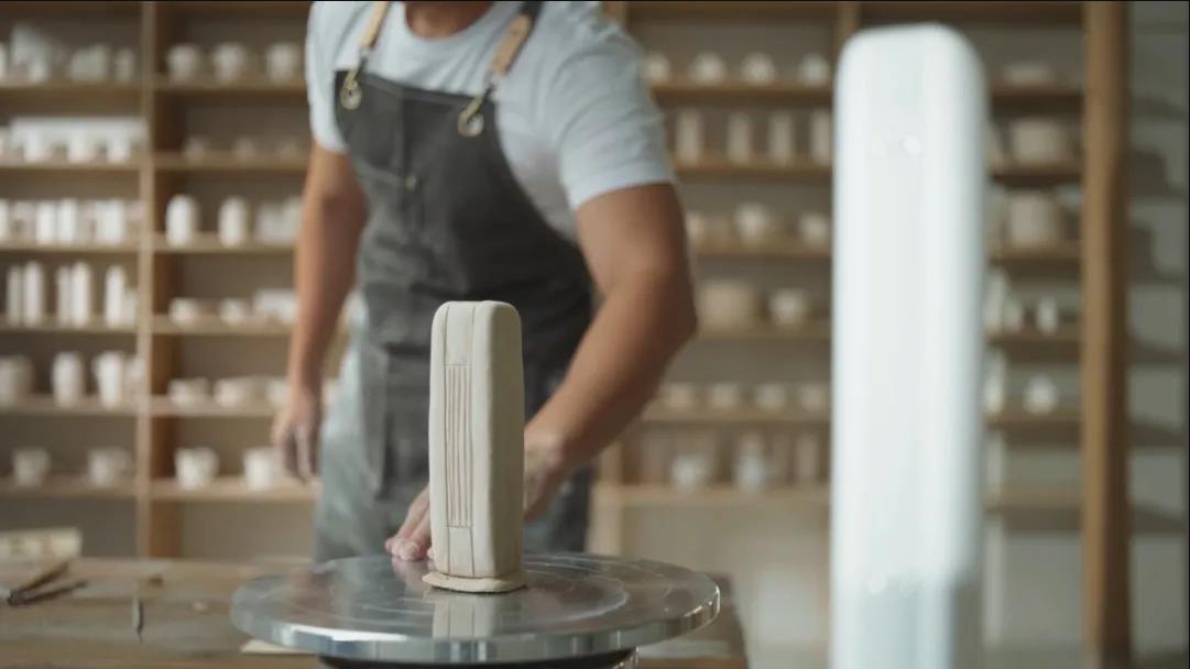 陶艺师手中的格力时光绘分体空调