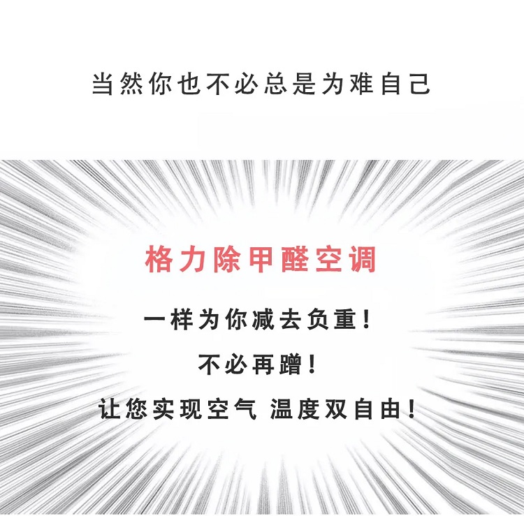 格力除甲醛家用分体空调,一样为你减去负重！不必再蹭！让您实现空气温度双自由！